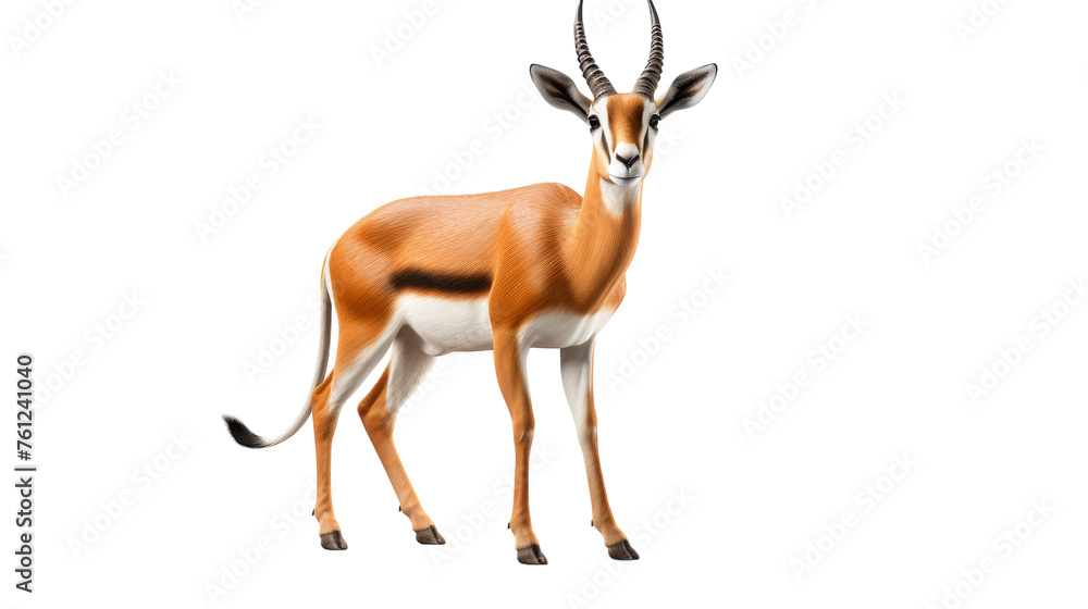 A majestic antelope stands elegantly on a pristine white background A majestic antelope stands elegantly on a pristine white background