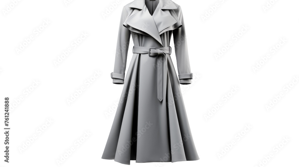 A stylish trench coat designed for women, featuring a chic belt cinched at the waist for a flattering look