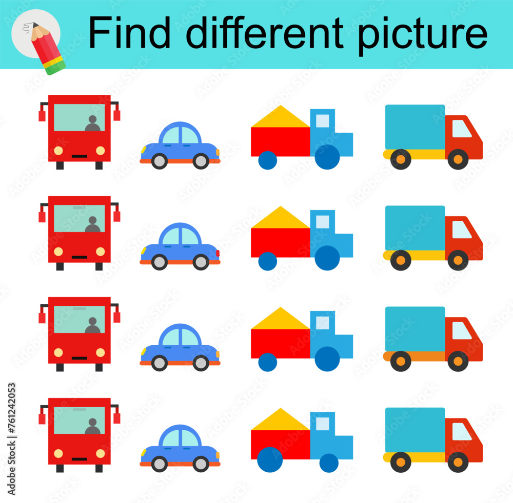 Logic game for children. Find different picture. Logic game for children. Find different picture.
