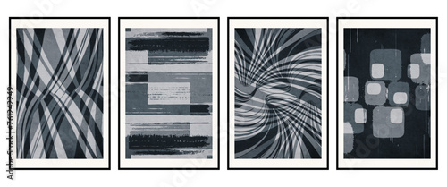 Set of 4 Abstract illustration in vintage style. For use in graphics, for wall decor. .