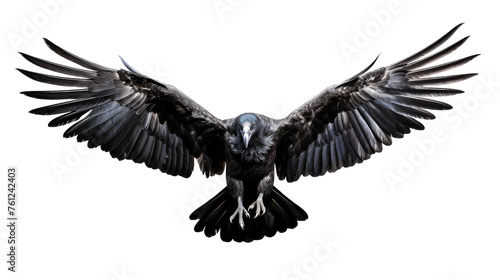 Majestic bird soaring with wings spread wide in black and white © momina
