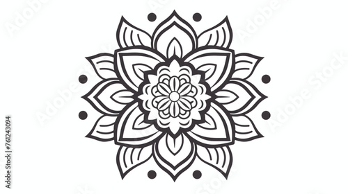 Outline Mandala. Ornamental round doodle flower