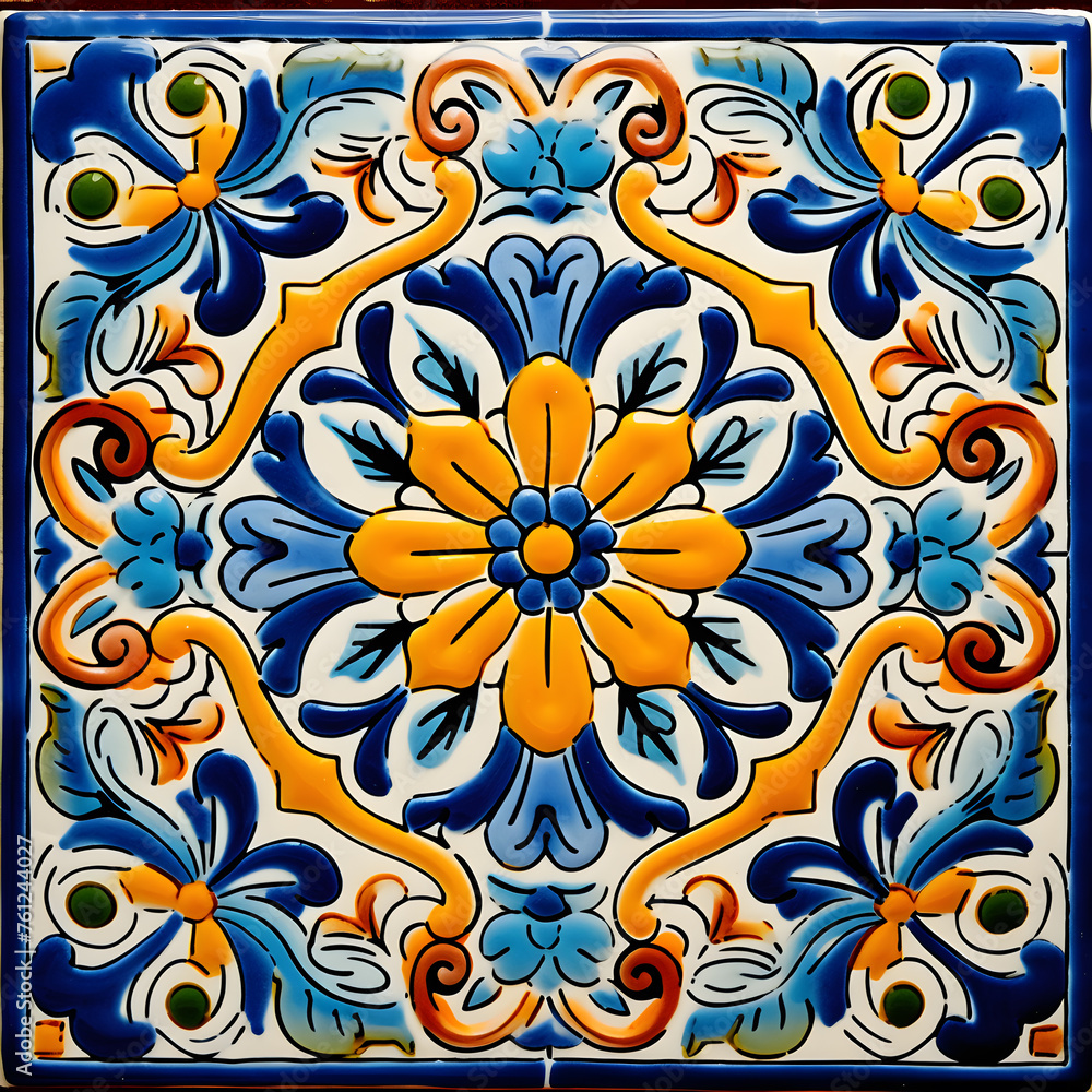 Mexican Traditional Talavera Style Tiles from Puebla