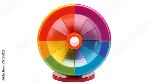 A colorful spinning toy dances on a white background