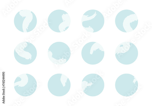 Watercolor round story highlights icons. Set of abstract pastel blue circles design. Round highlight backgrounds for social media stories.