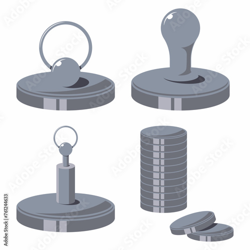 Super strong neodymium magnets vector cartoon set isolated on a white background.