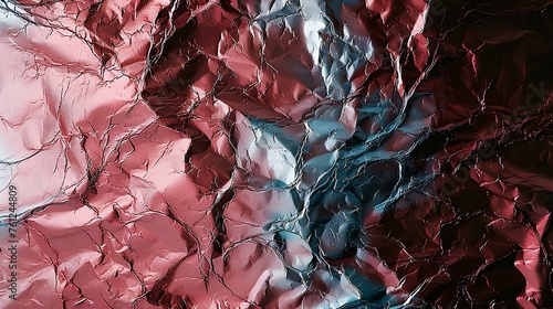 abstract texture irridescent silver foil blending with rich pink color. generative AI photo