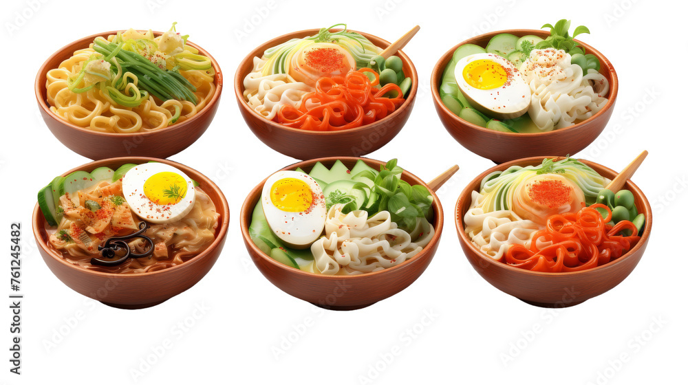 A group of bowls brimming with an array of delicious and colorful foods, showcasing a diverse culinary experience