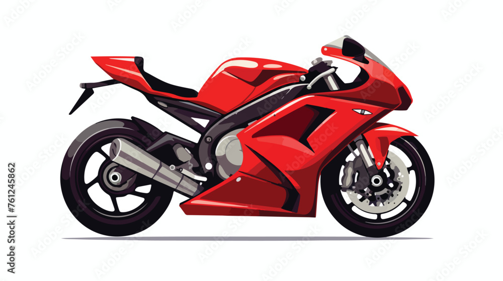 Red Sport Motorcycle Isolated. .. flat vector