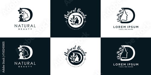 letter logo D design collection with nature beauty concept premium vector