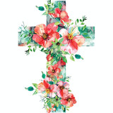 Flower Cross Watercolor Clipart
