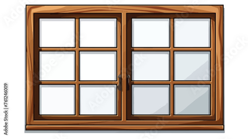 Render of old window flat vector isolated on white background