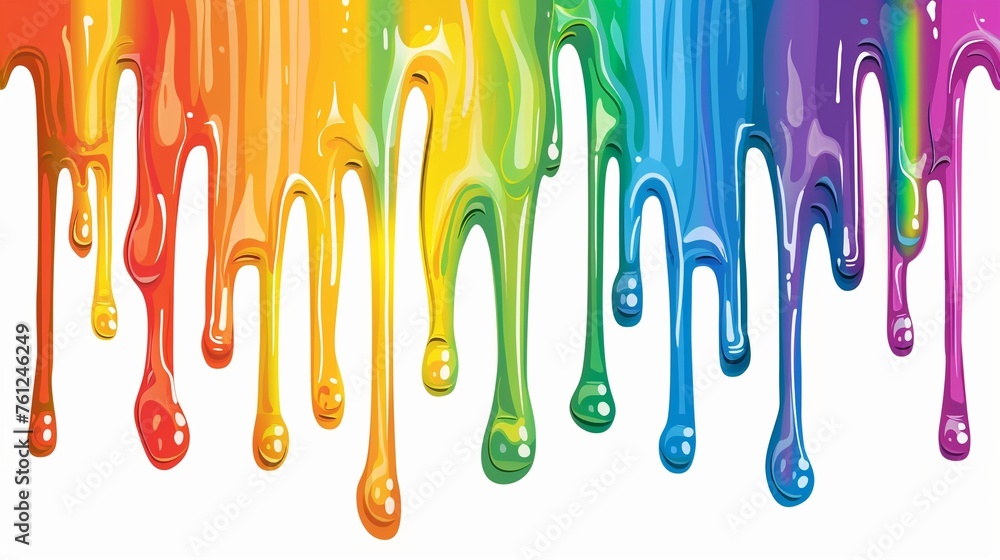 Naklejka premium Rainbow watercolor dripping paint isolated on a white background