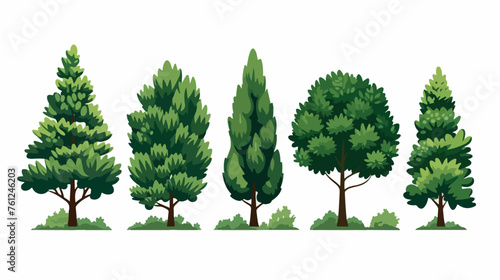 Rendering picture of cartoon trees. Blank copy space