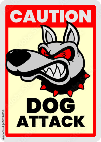 Caution Dog Attack Sign, Sticker and Sign 
