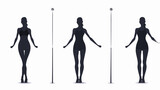 Rhythmic gymnastics. Silhouette of a girl with maces