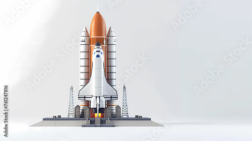  Launch pad for satellites or Space Launch System On Launchpad illustration isolated on white background