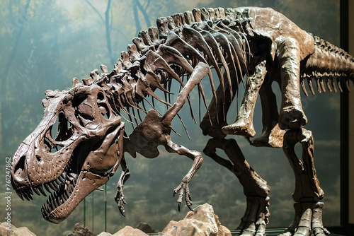 Tyrannosaurus rex skeleton in museum, closeup of photo © Velvet
