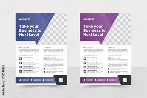 Flyer design editable template, a bundle of 2 templates of different colors a4 flyer template, abstract business flyer and creative design, vector template design or business poster template design.

