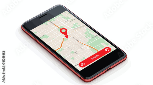 Smart phone with Street Map flat vector
