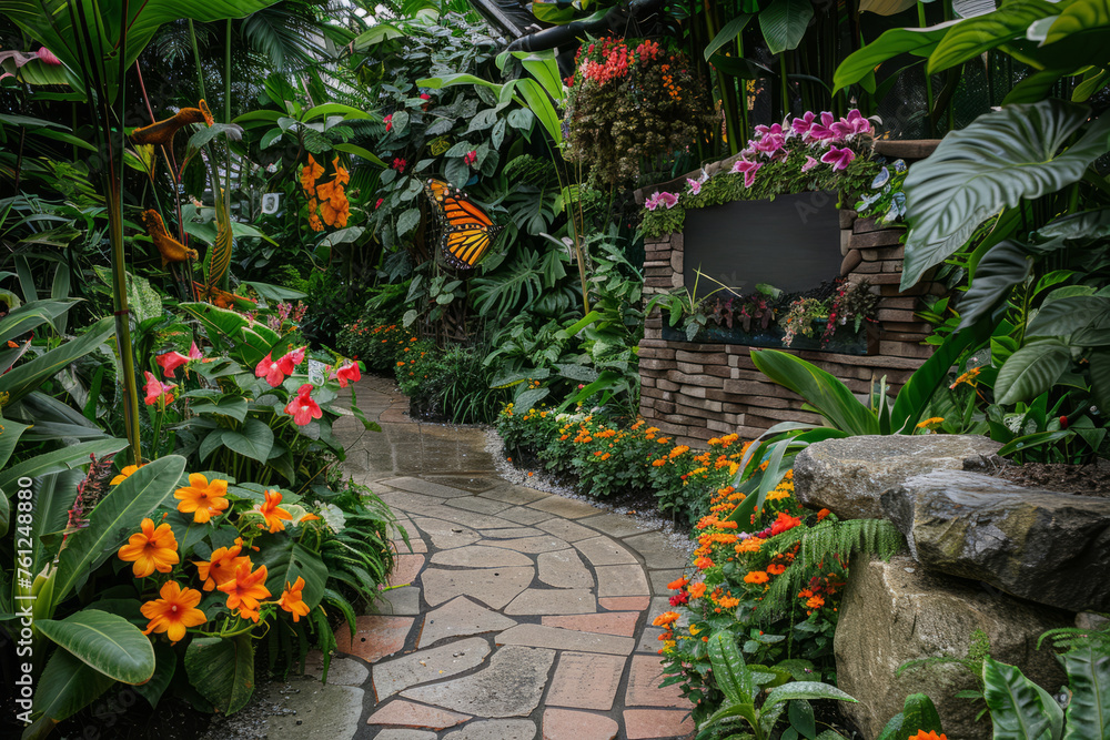 Professional Photography of a Stunning Butterfly Garden Filled With a Kaleidoscope of Fluttering Wings and Vibrant Colors, Generative AI