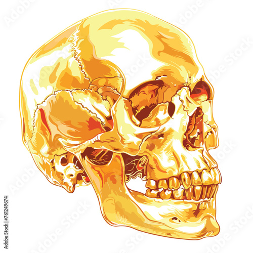 Golden Skull Clipart isolated on white background