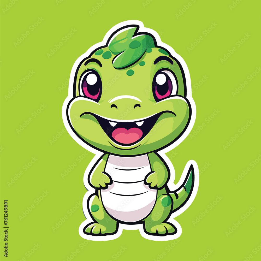 Obraz premium cute green dino for kids graphic
