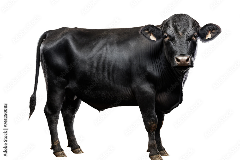 Black Cow Standing on White Background. On a White or Clear Surface PNG Transparent Background. Black Cow Standing on White Background. On a White or Clear Surface PNG Transparent Background.