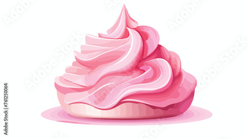 Sweet pink meringue sugar icon flat vector isolated