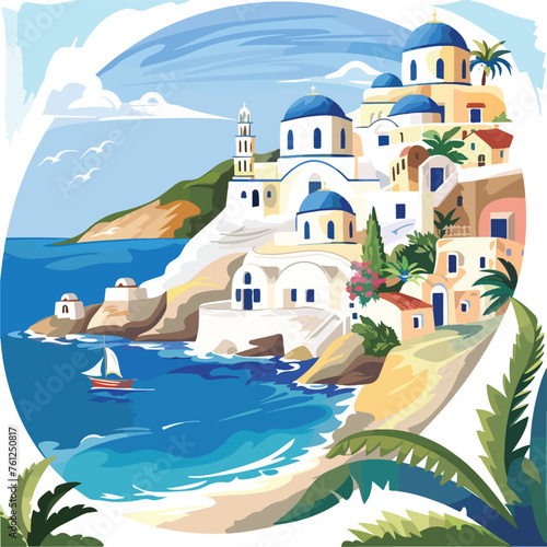 Greece Seaside Landscape Clipart © Mishab