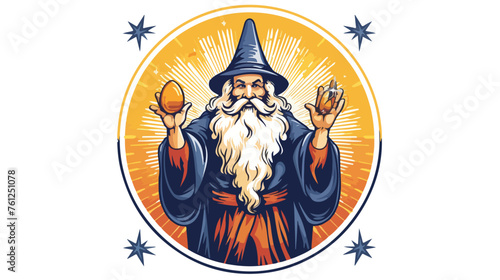 The magic wizard with sunburst logo flat vector © RedFish