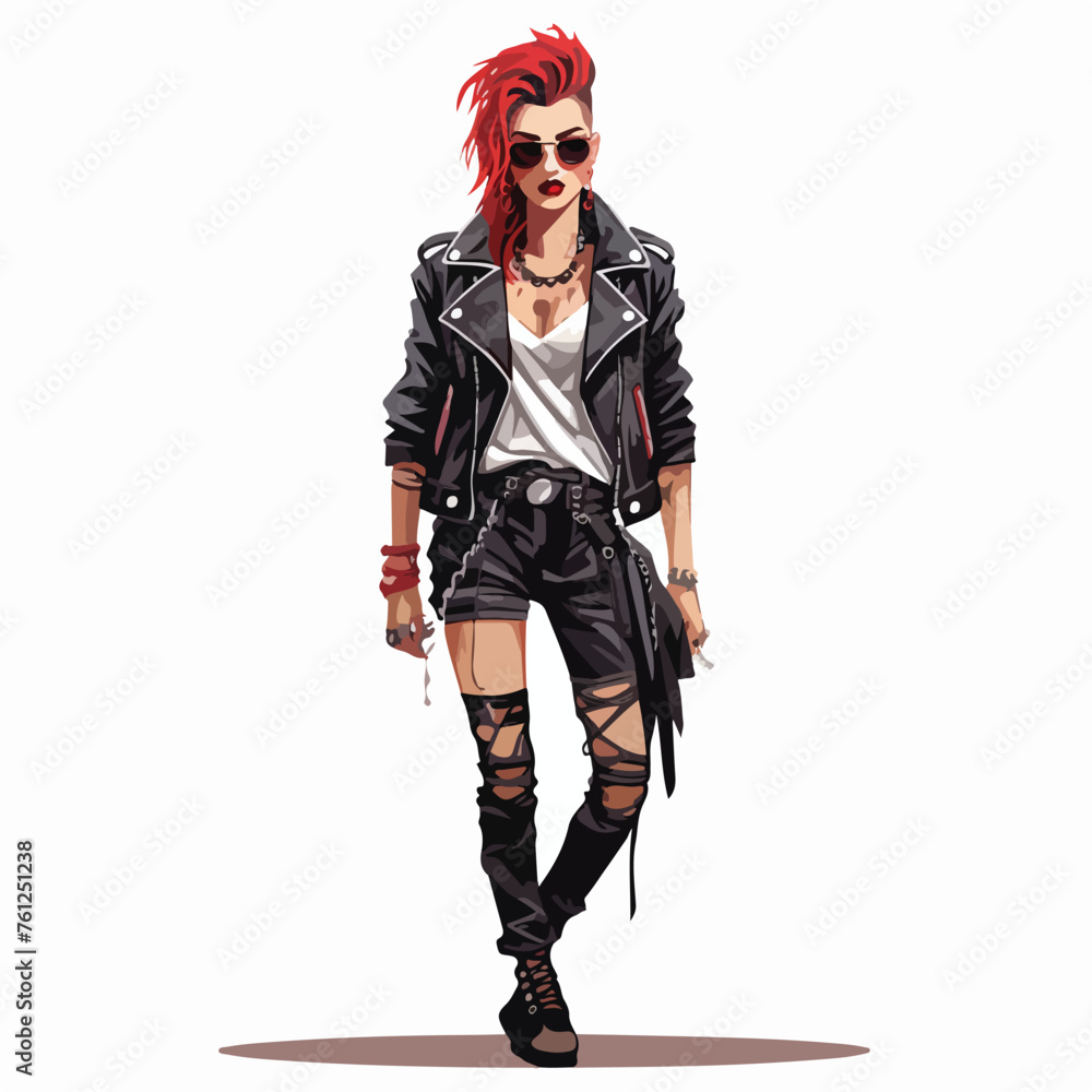 A punk-inspired look illustration with leather jack