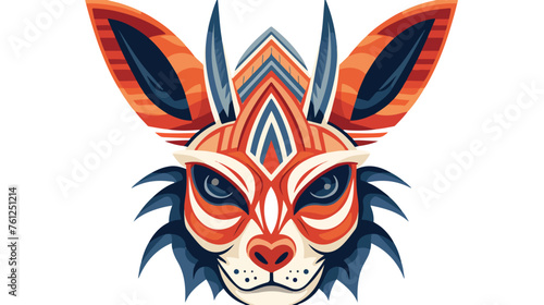 The rabbit tribal man mascot. cartoon vector flat ve