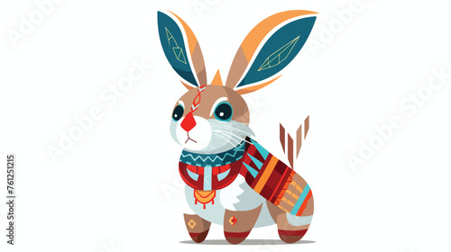 The rabbit tribal man mascot. cartoon vector flat ve © RedFish