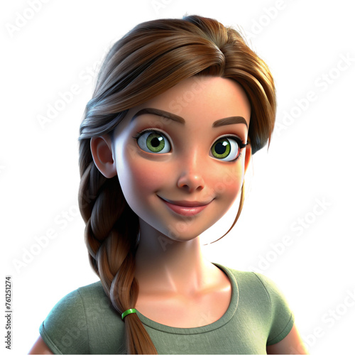 A young girl looking so happy for advertising. Minimal style. 3d render
