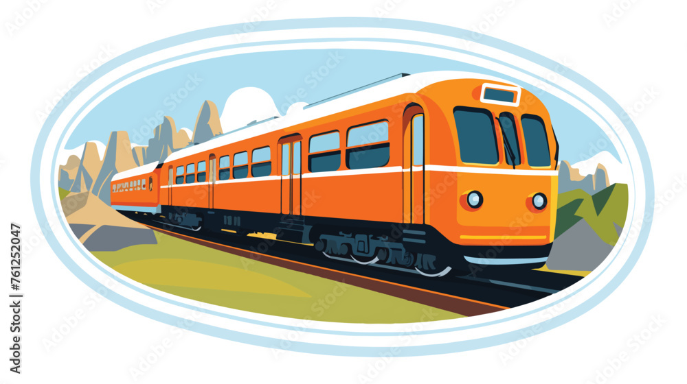 Train sign sticker orange circle with image inside o