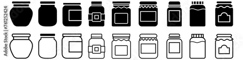 Glass jar icon vector set. bottle illustration sign collection. conservation symbol on white background.