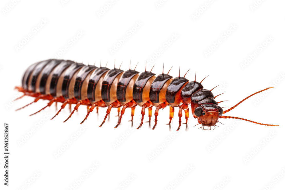 Close Up of a Centipede on White Background. On a White or Clear Surface PNG Transparent Background. Close Up of a Centipede on White Background. On a White or Clear Surface PNG Transparent Background.
