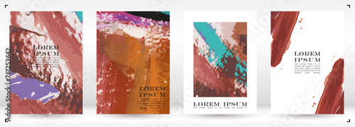 Brush paint Vector Background Templates Set. Hand Painted Artwork Page Collection. Good for Cover, Invitation, Banner, Placard, Brochure, Poster, Card, Flyer and other.