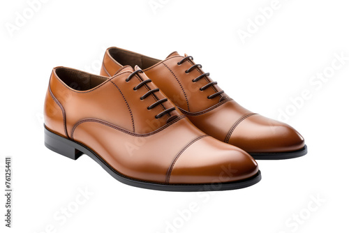 Pair of Brown Shoes on White Background. On a White or Clear Surface PNG Transparent Background.