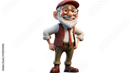 A whimsical cartoon character wearing glasses and sporting a full beard