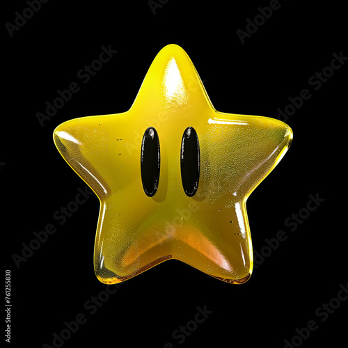 yellow star from super mario, black background