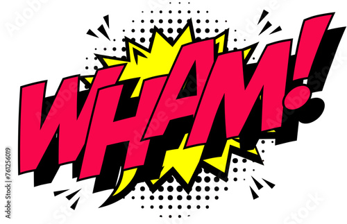 WHAM Text Comic Book Style on Pop Art Dot Background vector 10 eps