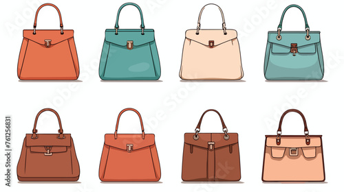Womens Bags flat sketch template flat vector isolate