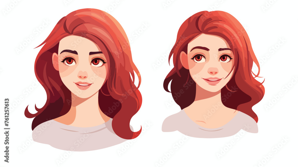 Young woman cartoon flat vector isolated on white background