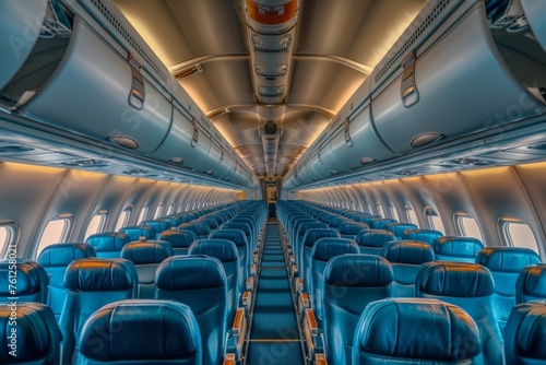 Wallpaper Mural Aircraft Saloon, Comfortable Passenger Seats, Airplane Chairs, Air Board, Generative AI Illustration Torontodigital.ca