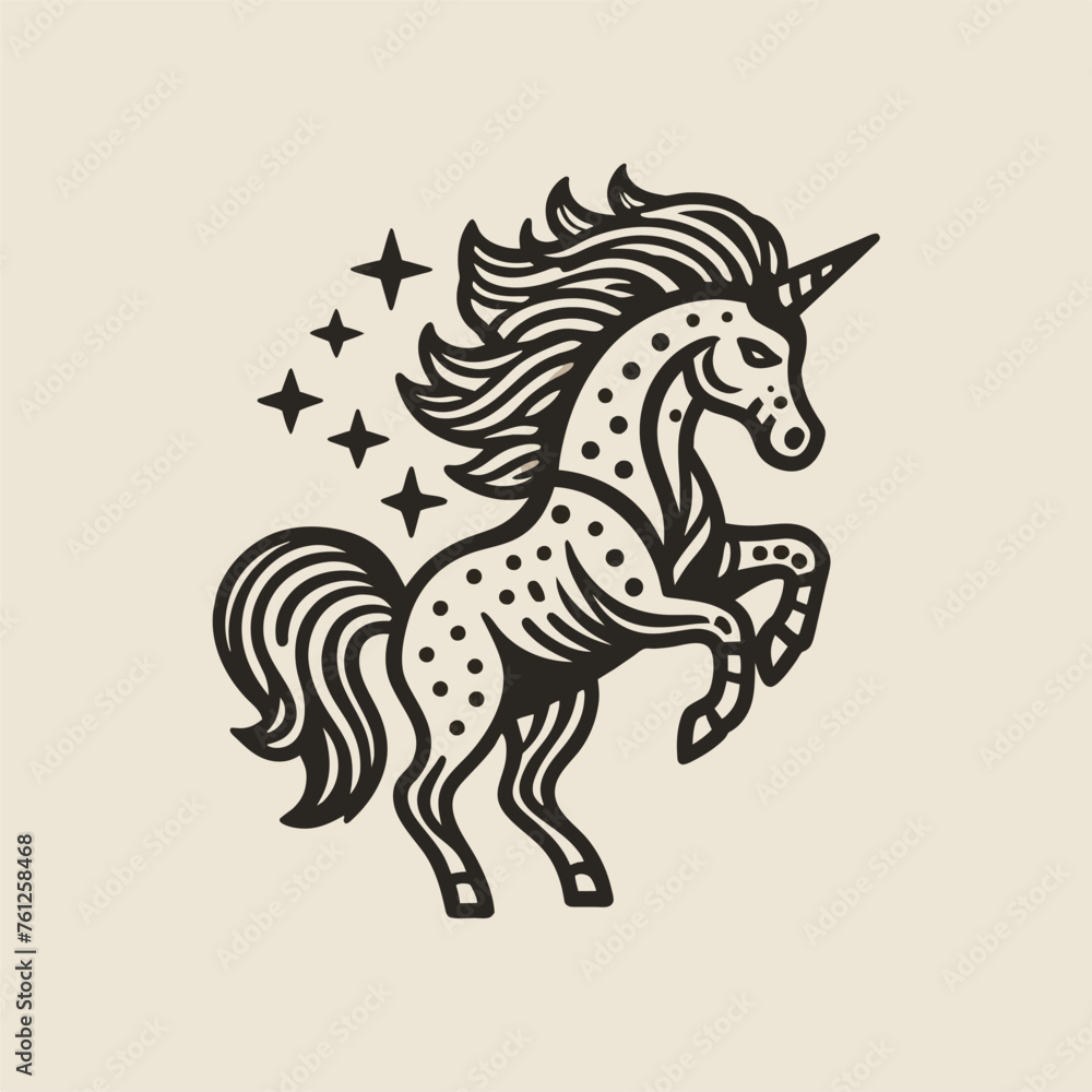 cute unicorn jump with stars
