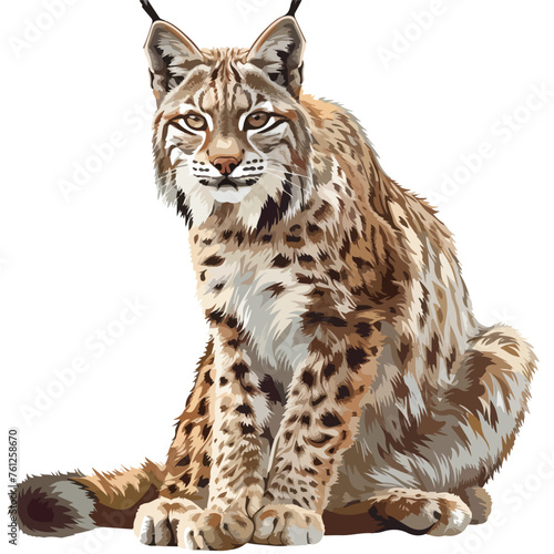 Lynx in Moonlight Clipart isolated on white background