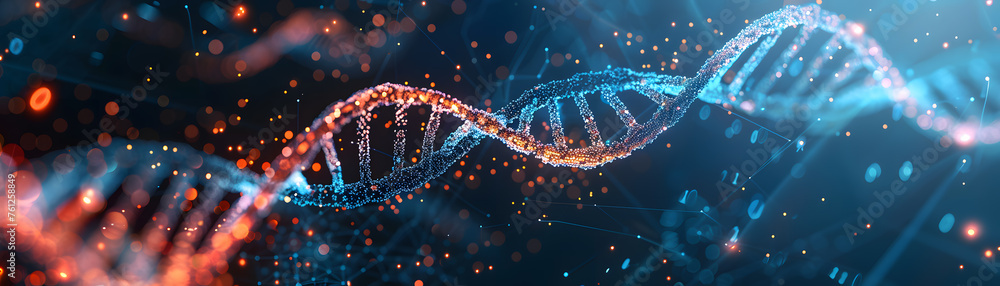DNA helix visualization, representing the cutting-edge field of genetics. - obrazy, fototapety, plakaty 