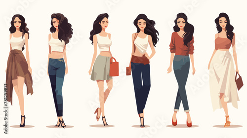 Girl Character Illustrations and Vector Clothing Design